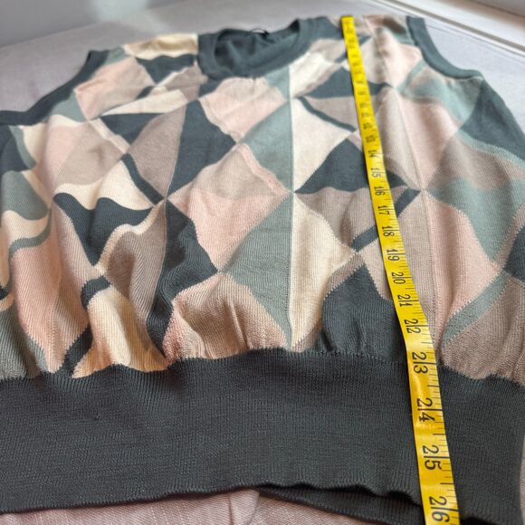 Men's Como Sport Wool & Silk Blend Argyle Sweater - Soft Fern Green/Cream - Picture 5 of 7